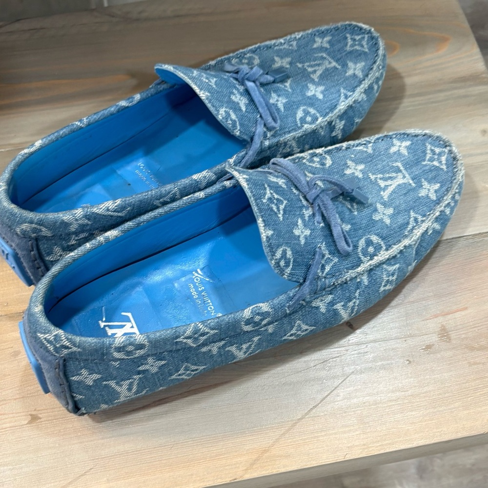Louis Vuitton Blue Monogram Slip-On Loafers